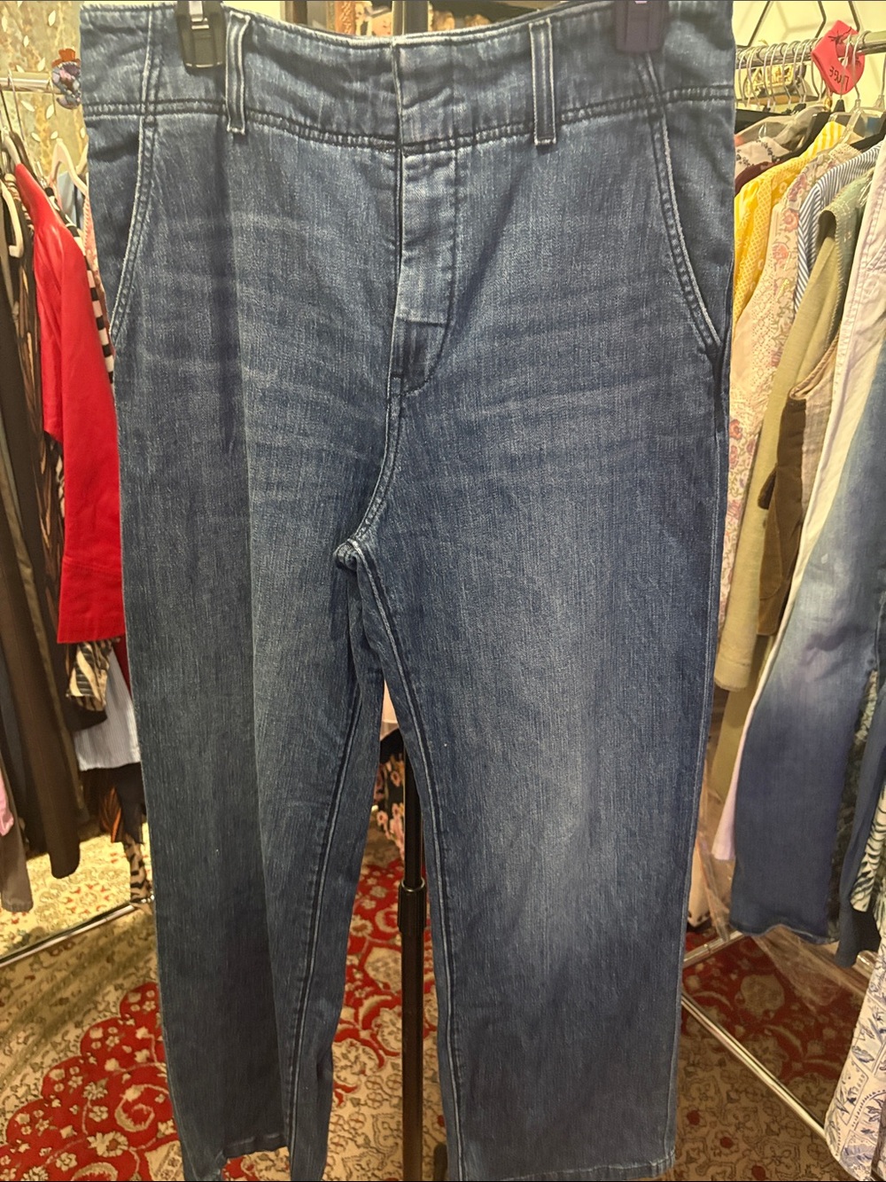 Pilcro Wide Leg High-Rise Jeans in Blue Denim - Picture 2 of 6